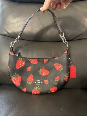 COACH  Peyton Black Strawberry Print  Hobo Bag